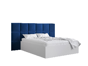 Manželská posteľ s čalúneným čelom 160 cm Brittany 4 (biela matná + modrá) (s roštom)
