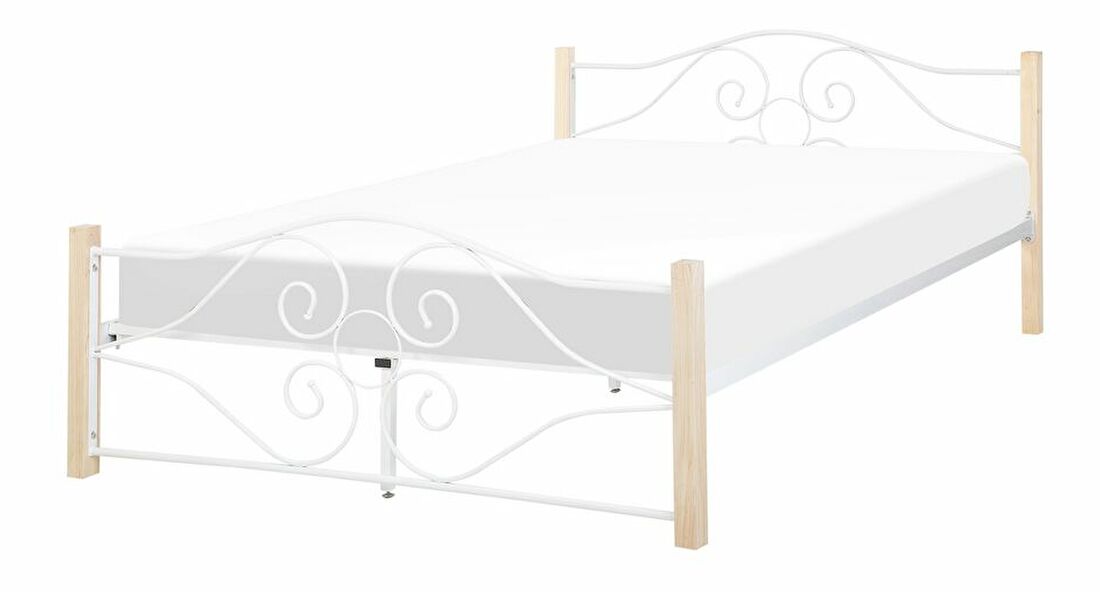 Manželská posteľ 160 cm FLANGE (s roštom) (biela)