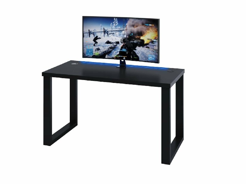 Herný pc stôl Gamer S (čierna) (s RGB LED osvetlením)