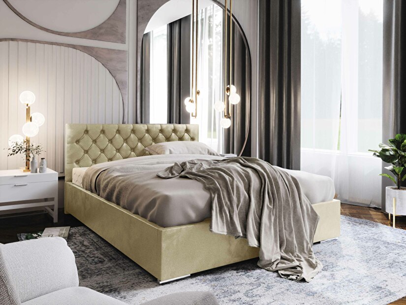 Manželská posteľ 140 cm Danita (béžová) (s roštom a úložným priestorom)