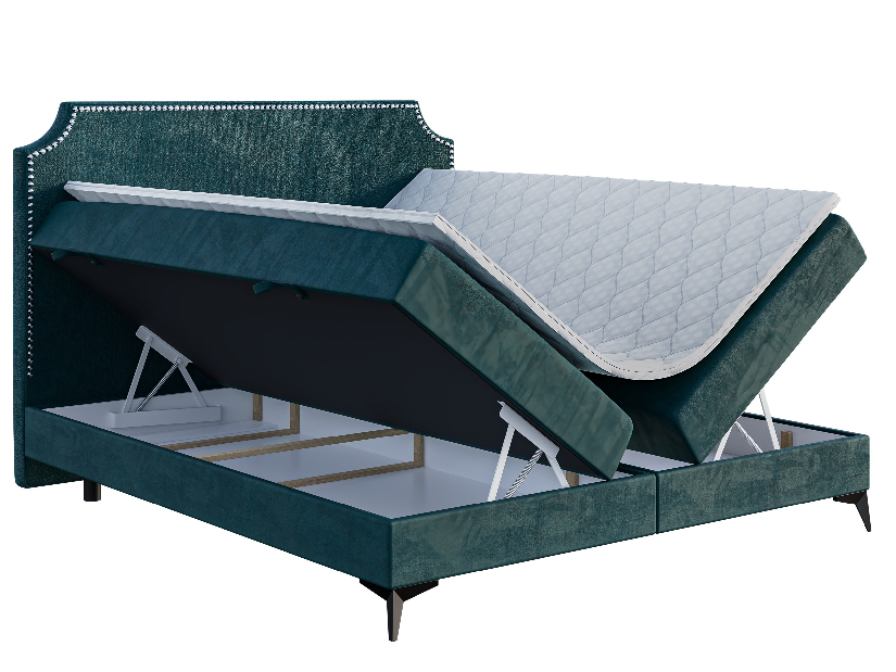 Kontinentálna posteľ 140 cm Lexa (morská) (s matracom a úl. priestorom)