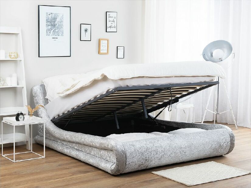 Manželská posteľ 180 cm Anais (strieborná) (s roštom) (s úl. priestorom)