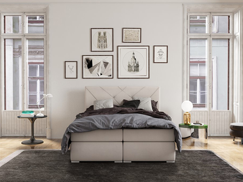 Kontinentálna posteľ 200 cm Darro (sivá) (s úložným priestorom)