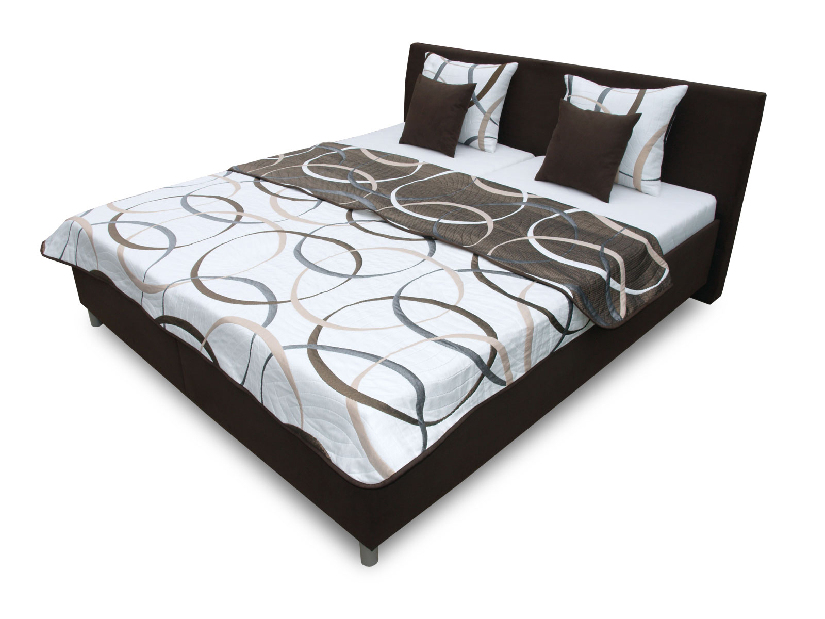 Manželská posteľ 180 cm Benab Montana (s roštami, matracmi Kokos a prehozom a vankúšmi)