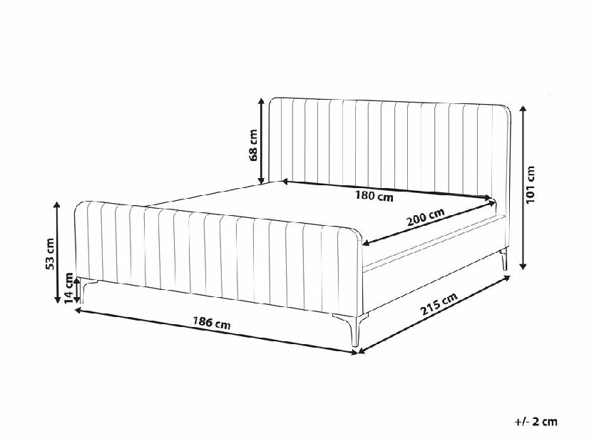 Čalúnená posteľ 180x200 cm Laraine (svetlosivá) (s roštom)