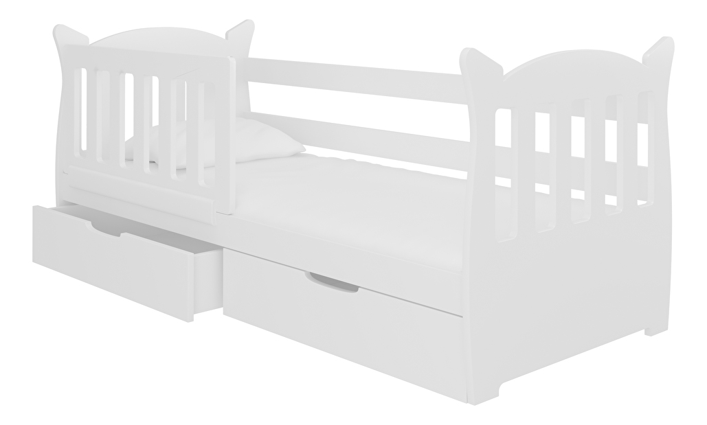 Detská posteľ 160x75 cm Lenka (s roštom a matracom) (biela)