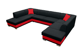 Rohová sedačka U Darcia (čierna + červená) (P)