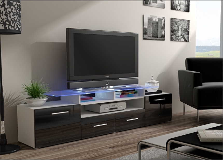 TV stolík/skrinka Evora + LED (s osvetlením)