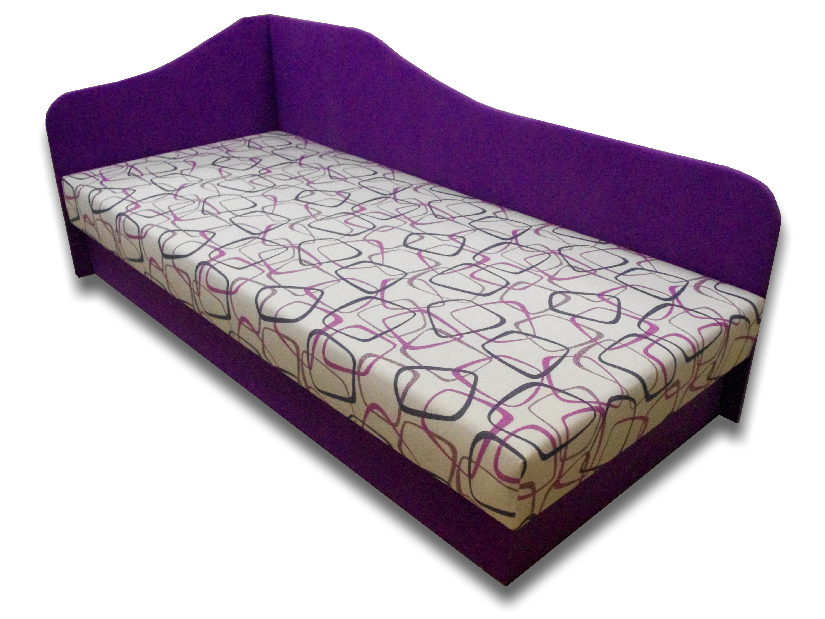 Jednolôžková posteľ (váľanda) 80 cm Lady 87 (Fialová 49 + Dodo 1058) (L)