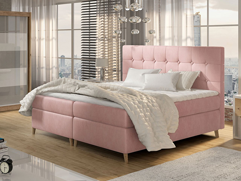 Kontinentálna posteľ 180x200cm Crete (ružová) *bazár