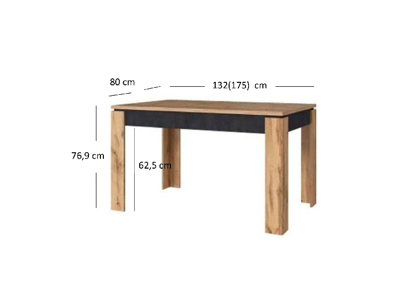 Rozkladací jedálenský stôl Nella (dub wotan + matera) (pre 4 až 6 osôb)