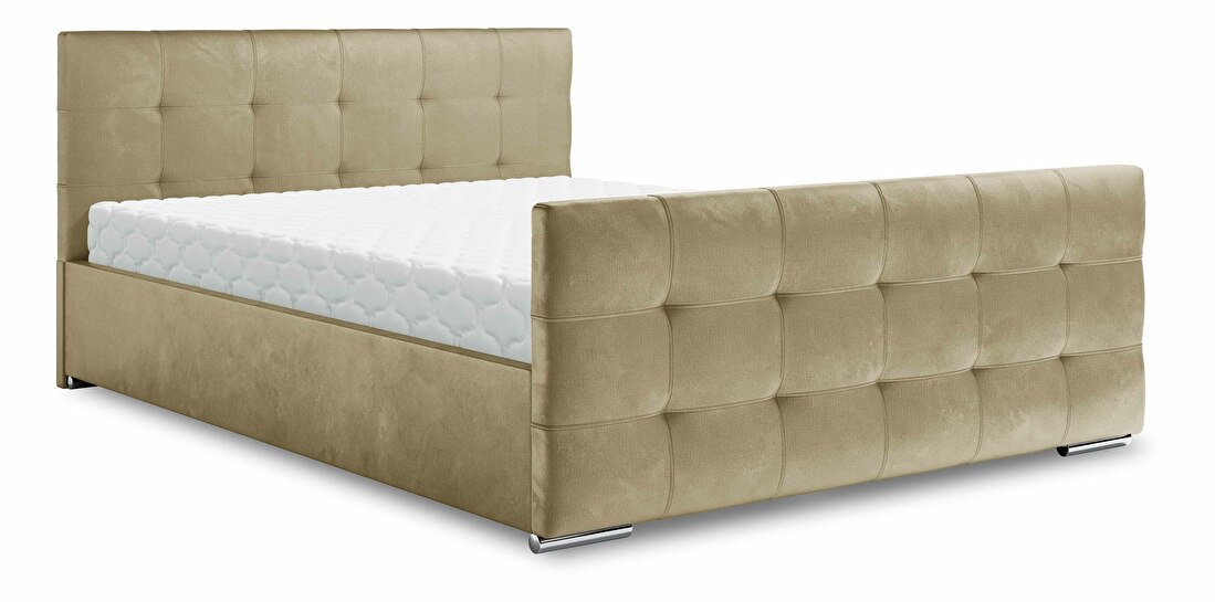 Manželská posteľ 160 cm Billie (béžová) (s roštom a úložným priestorom)