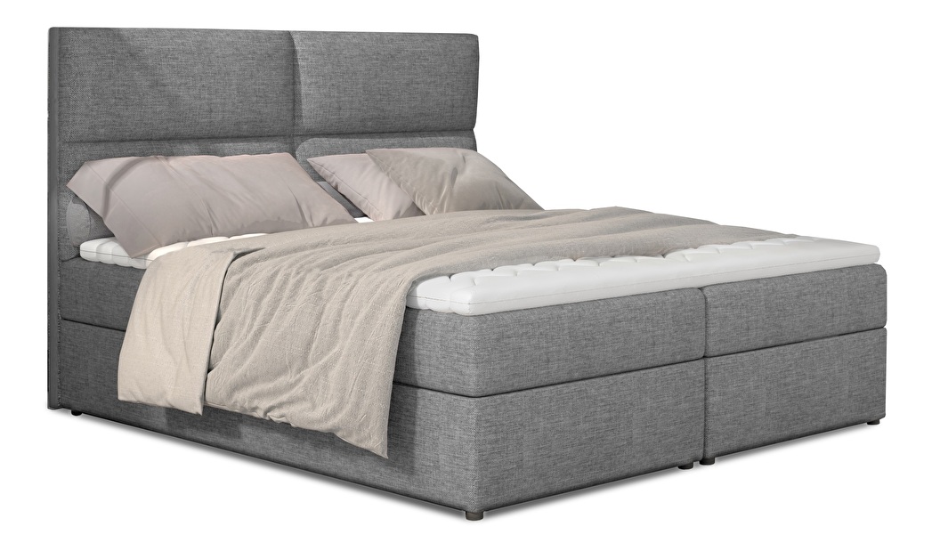 Manželská posteľ Boxspring 185 cm Alyce (sivá) (s matracmi)
