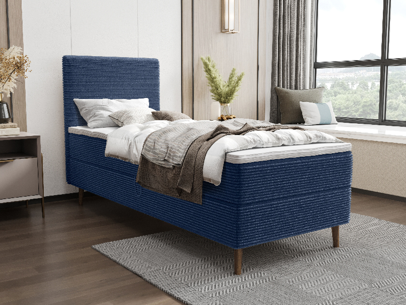 Jednolôžková posteľ 90 cm Napoli Bonell (modrá) (s roštom, s úl. priestorom)