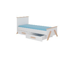 Detská posteľ 180x80 cm Karolina (s roštom) (buk natural + biela)