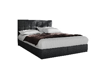 Manželská posteľ Boxspring 140 cm Porto (čierna) (s matracom a úložným priestorom)