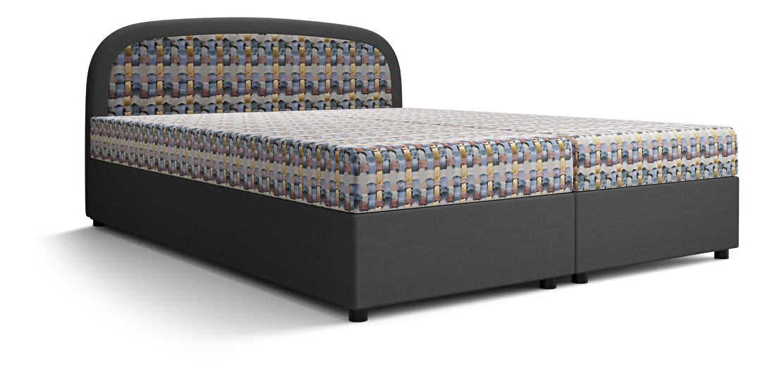 Manželská posteľ Boxspring 180 cm Brick Comfort (tmavosivá + vzor pletený) (s matracom a úložným priestorom)