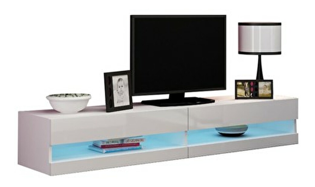 TV stolík/skrinka Zigo New 180 (biela + biely lesk) (bez osvetlenia) *výpredaj