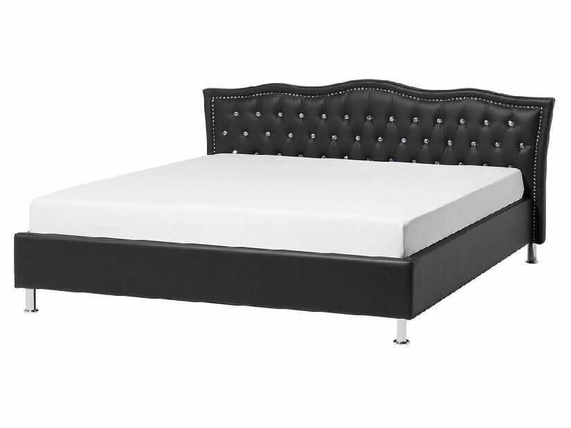 Manželská posteľ 160 cm MATH (s roštom) (čierna)