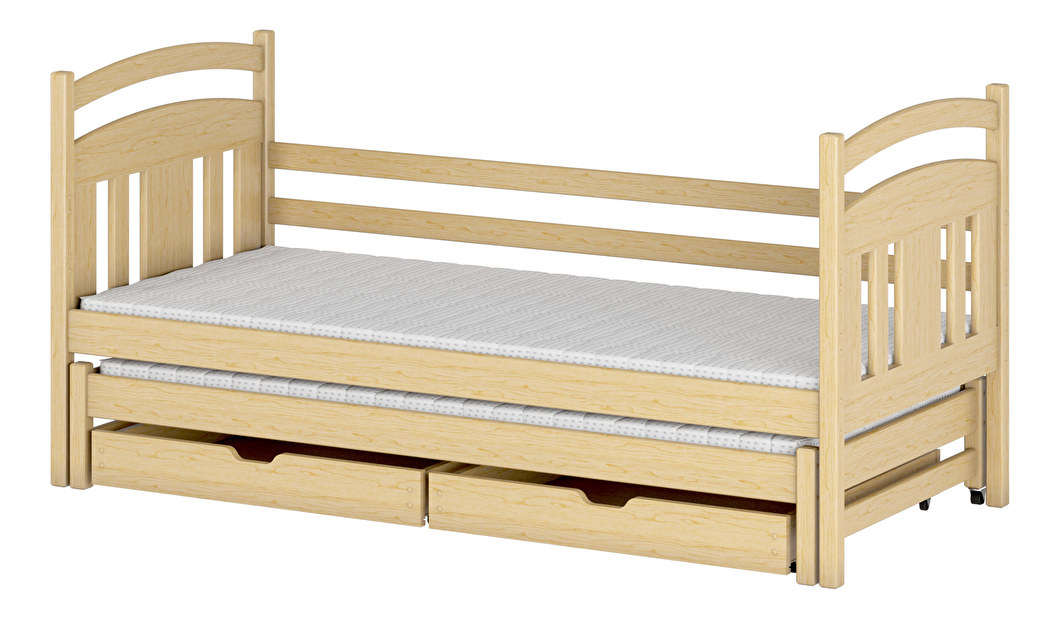 Detská posteľ 90 x 200 cm FELTON (s roštom a úl. priestorom) (borovica)