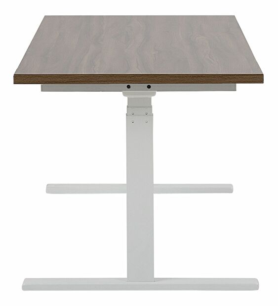 Písací stôl UPPER II (130 x 72 cm) (MDF) (tmavé drevo + biela) (el. nastaviteľný)