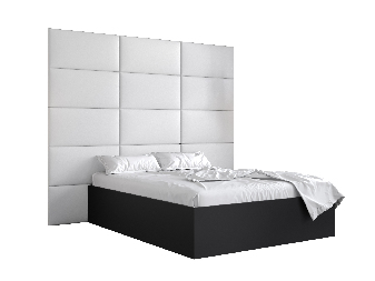 Manželská posteľ s čalúneným čelom 160 cm Brittany 1 (čierna matná + biela) (s roštom)