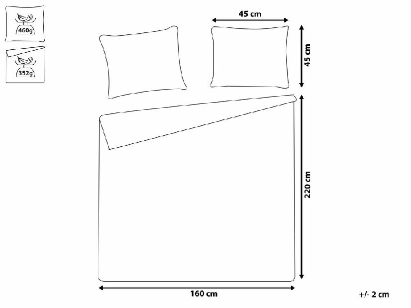 Súprava prehozu na posteľ a 2 vankúšov 160 x 220 cm Asbjorn (sivá)