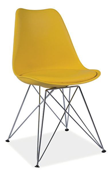 Jedálenská stolička Tim (žltá + chróm)