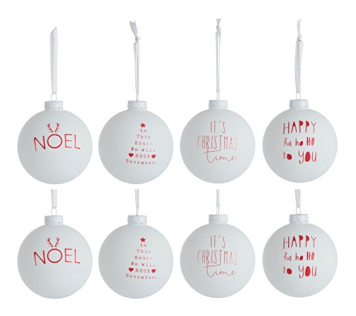 Dekoratívny predmet Jolipa Vianočná dekorácia Nordic Bliss (8x8x8cm) (Biela + Červená)