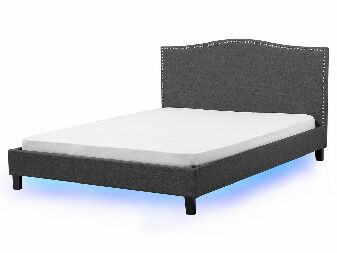 Manželská posteľ 160 cm MONTHY (s roštom a LED osvetlením) (tmavosivá)