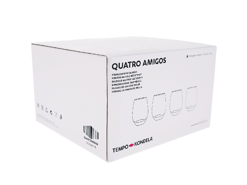 Set 4 ks pohárov 600ml Quatra amigos (zlatá + zimný motív)