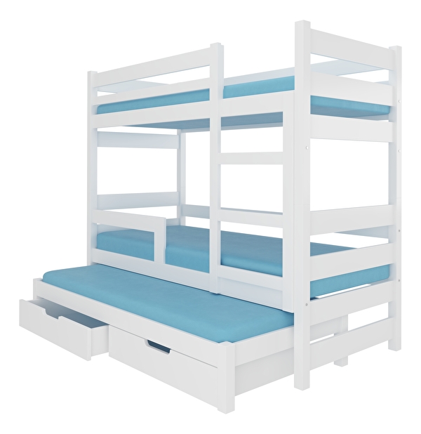 Poschodová detská posteľ 180x75 cm Karin (s roštom a matracom) (biela)