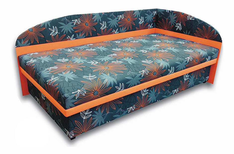 Jednolôžková posteľ (váľanda) 100 cm Sofia (Oranžová x104 + Valeriana vol 830) (P) *výpredaj