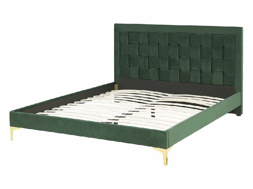 Manželská posteľ 140 cm LIMO (polyester) (tmavozelená) (s roštom)
