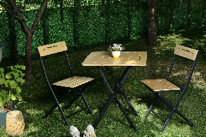 Súprava záhradného stola a stoličiek (3 kusy) Bonita (hnedá + čierna)