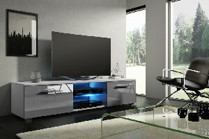 TV stolík/skrinka Mona 140 (biela + sviý lesk)