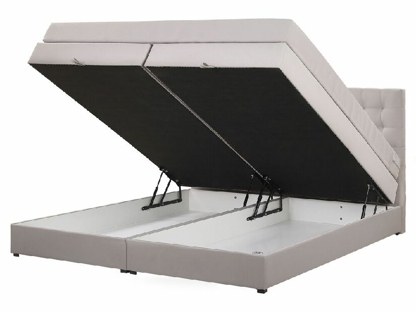 Kontinentálna posteľ 160 cm MAGNEZ (sivá) (s matracom a úložným priestorom)