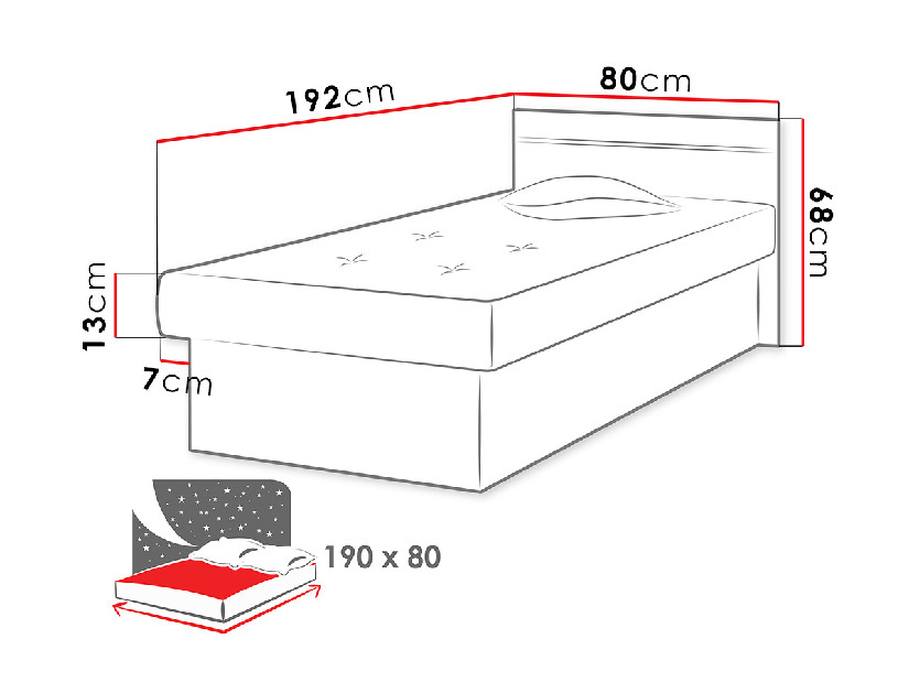 Jednolôžková posteľ 80 cm Nikroguta Bis (bielená borovica + čierna) *výpredaj