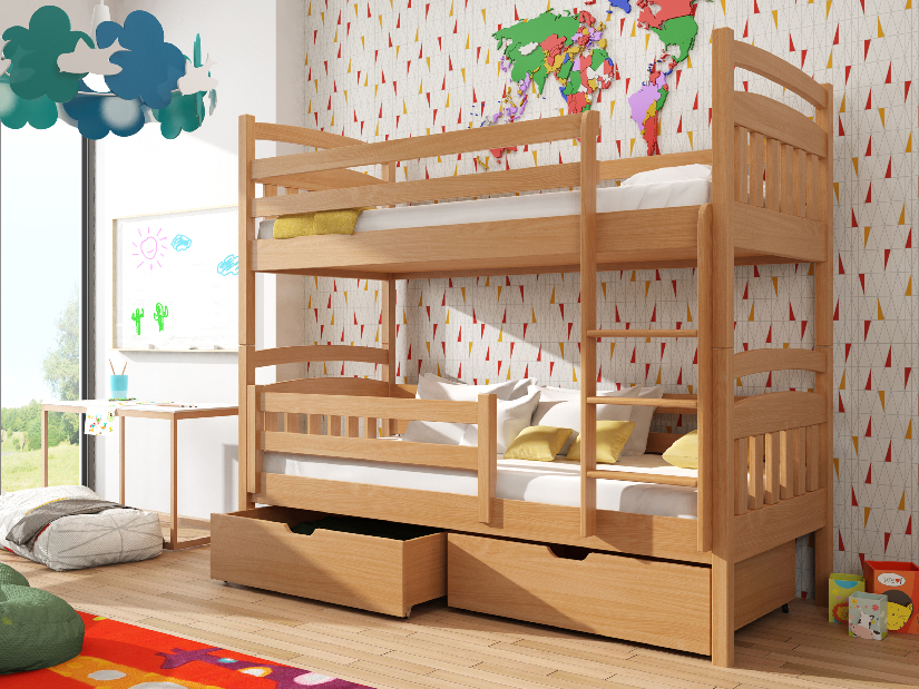 Detská posteľ 90 x 190 cm Galvin (s roštom a úl. priestorom) (buk)