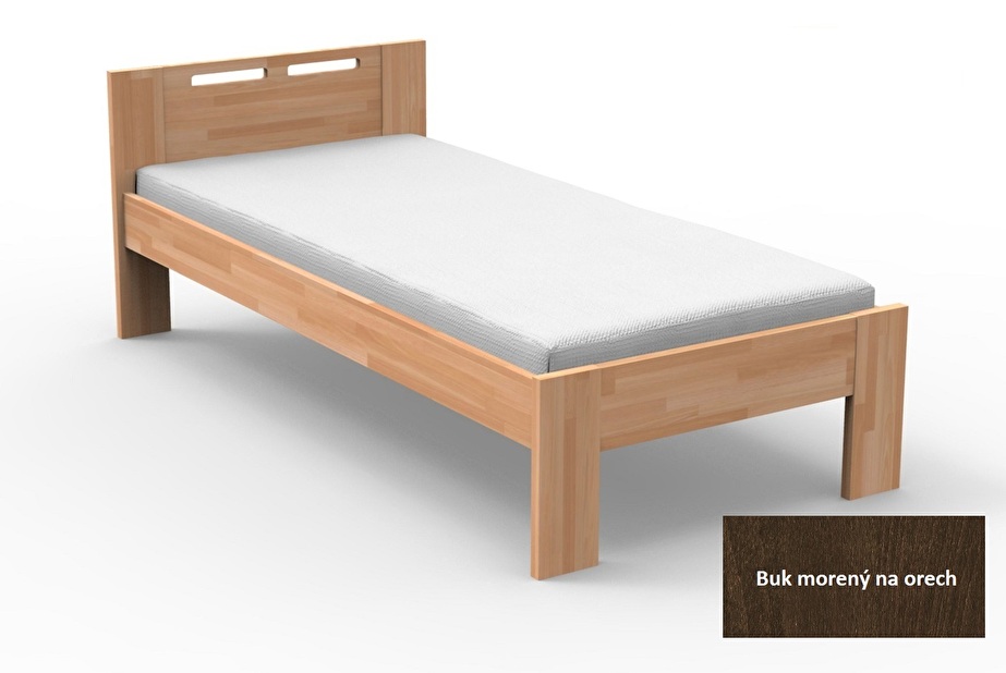 Jednolôžková posteľ 220x90 cm Nela (masív) (buk morený na orech) *výpredaj