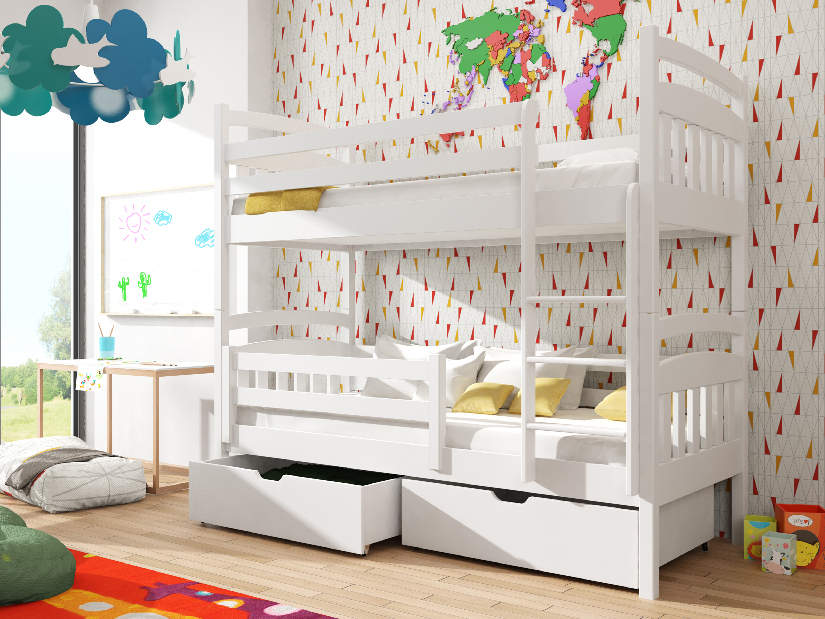 Detská posteľ 90 x 200 cm Galvin (s roštom a úl. priestorom) (biela)