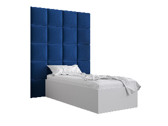 Jednolôžková posteľ s čalúneným čelom 90 cm Brittany 3 (biela matná + modrá) (s roštom)