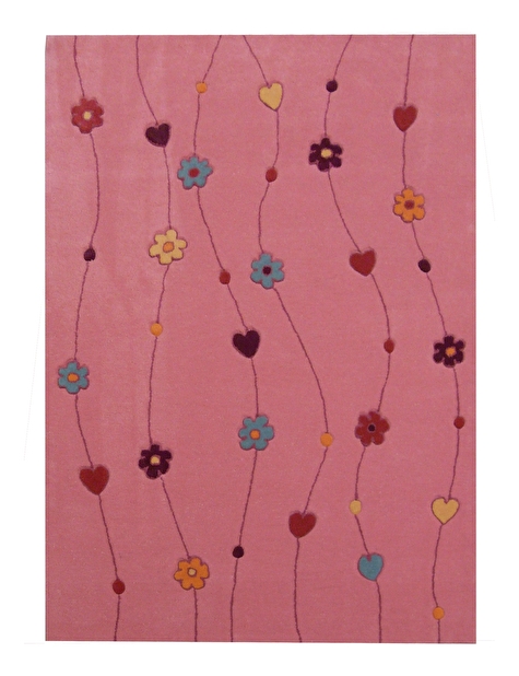 Ručne všívaný koberec (tuftovaný) Bakero Kids Flowers Pink 