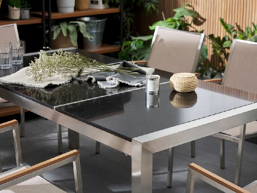 Záhradný stôl Grosso 180 (čierna) (prírodný kameň)