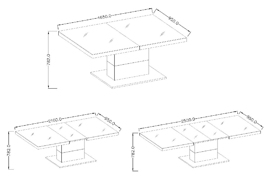 Jedálenský stôl Hayle Typ 81 (pre 6 až 8 osôb) (sivá + sivý vysoký lesk)