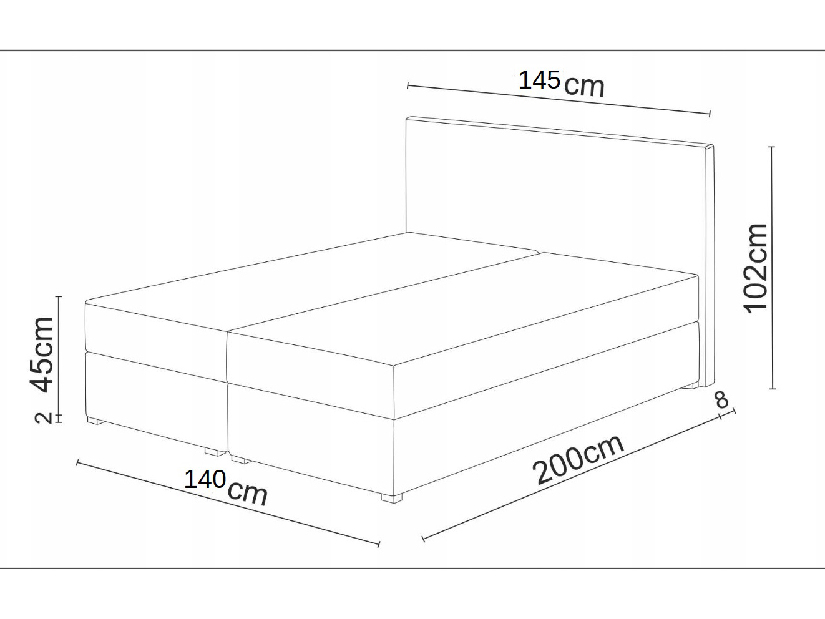 Manželská posteľ Boxspring 140 cm Karen Comfort (čierna) (s matracom a úložným priestorom)