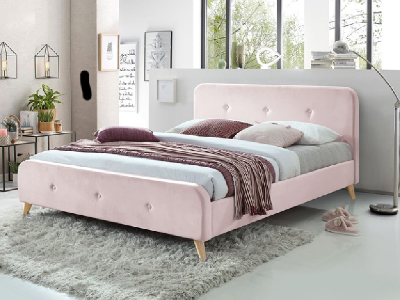 Manželská posteľ 160 cm Loham (ružová) (s roštom) *výpredaj