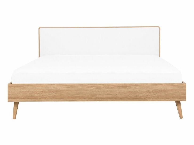Manželská posteľ 140 cm SERVI (s roštom a LED osvetlením) (svetlé drevo)