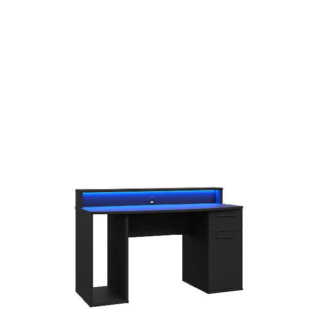 PC stolík Mirjan Ayver (čierny mat) (s LED osvetlením)