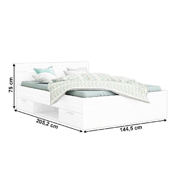 Manželská posteľ 140 cm Myriam (biela) (bez matraca a roštu)